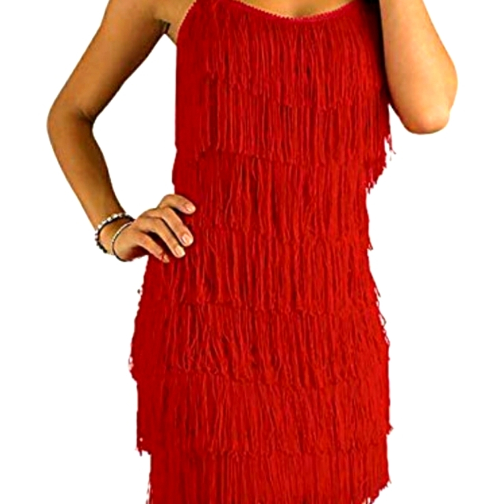 WOMEN'S SHORT ALL-OVER FRINGE FLAPPER DRESS